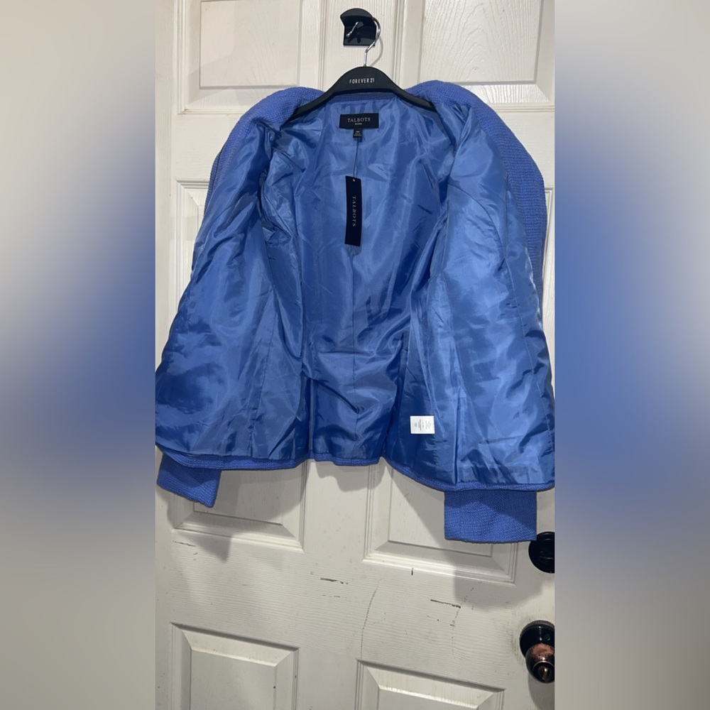 Talbots blue peplum jacket with collar and pockets. Size: 10p #peplum #blazer - Picture 2 of 6
